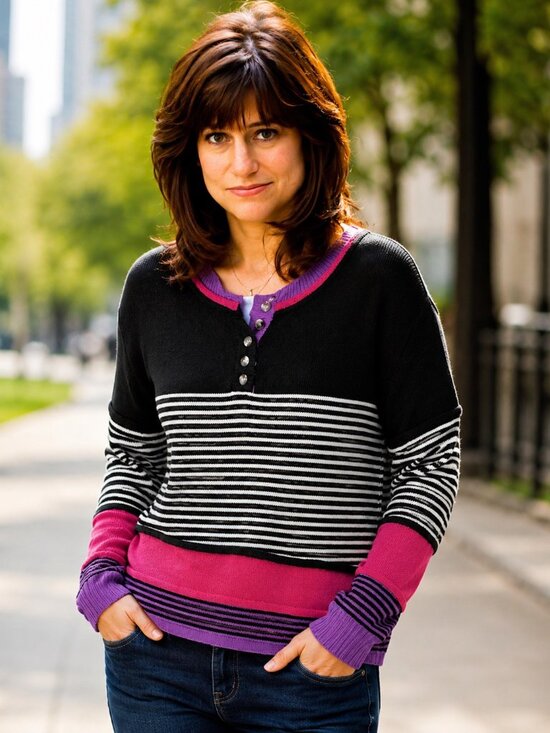 Sweaters - Striped Colorblock Womens Sweater By Funky Boutik Size L Multicolor